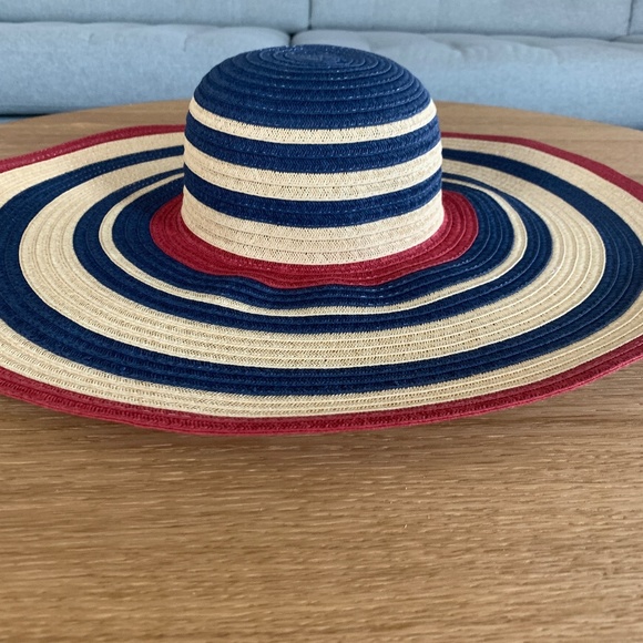 Women's Paperboard Patterned String Sun Hat Navy - Picture 1 of 4